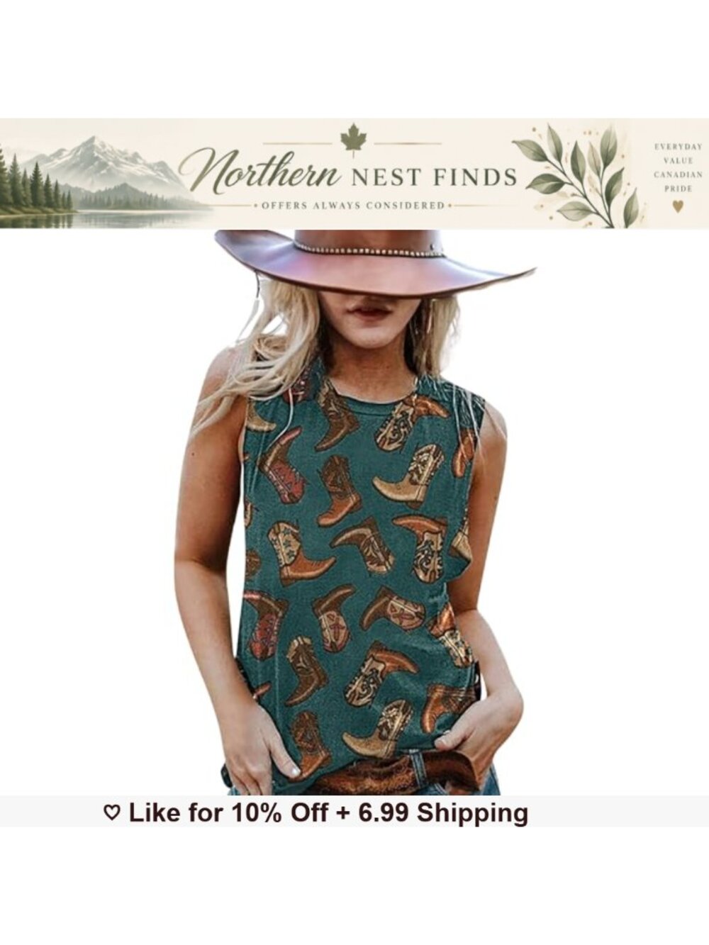 Western Cowboy Graphic Tank Top Sleeveless Loose Fit Summer Festival Top